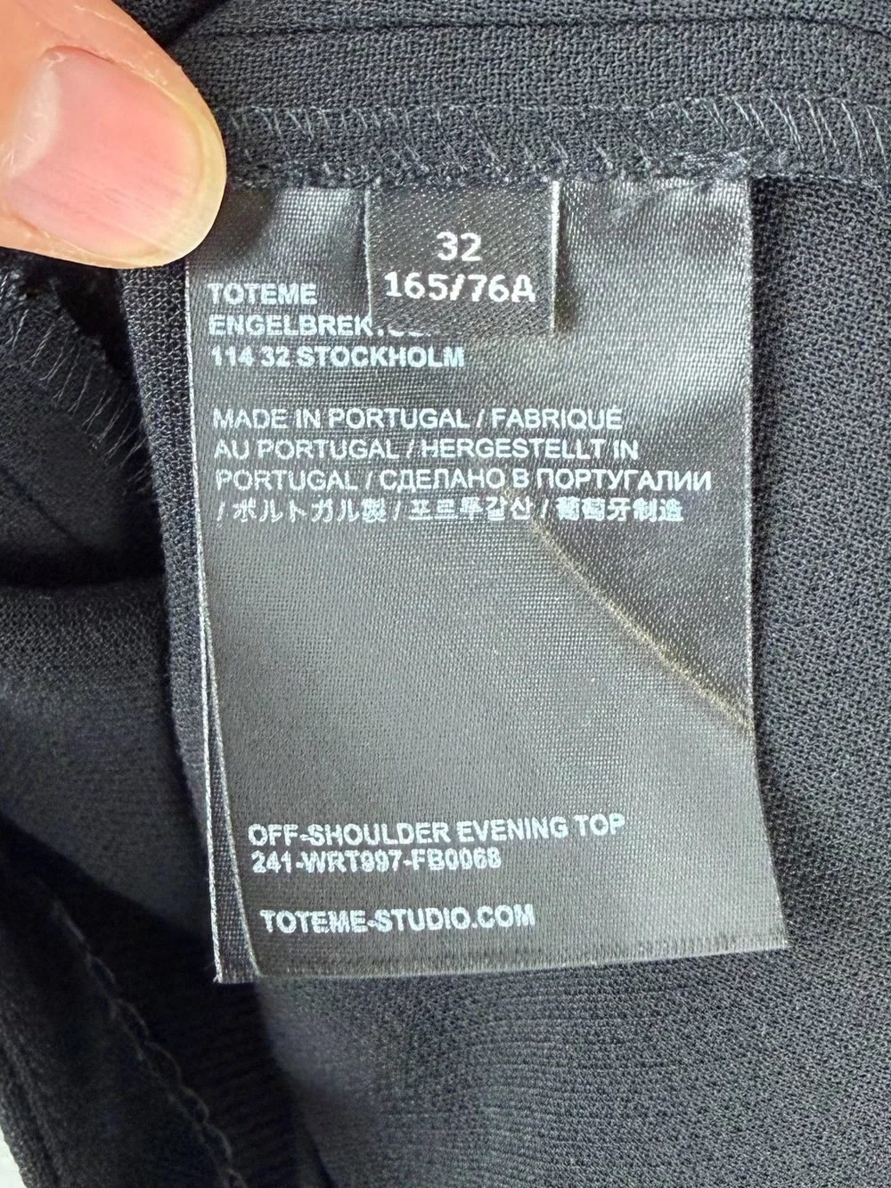 NWT Toteme Off Shoulder Evening Top Black 32/0/ XXS